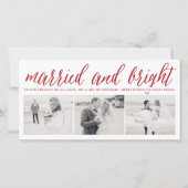 Gehuwd en licht 3 Foto collage Modern Wedding Feestdagenkaart (Voorkant)