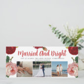 Gehuwd en licht 3 Foto collage Modern Wedding Kaart (Staand voorkant)