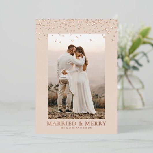 Gehuwd en liefdadig afvallen Foto Roos Gold Folie Feestdagenkaart (Staand Voorkant)