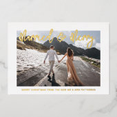 Gehuwd en liefdeshuwelijk Mr & Mrs First Kerstmis Folie Feestdagenkaart (Voorkant)