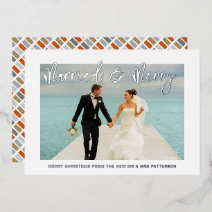 Gehuwd en liefdeshuwelijk Mr & Mrs First Kerstmis Folie Feestdagenkaart