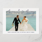 Gehuwd en liefdeshuwelijk Mr & Mrs First Kerstmis Folie Uitnodiging (Voorkant)