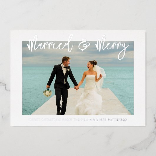 Gehuwd en liefdeshuwelijk Mr & Mrs First Kerstmis Folie Uitnodiging (Voorkant)