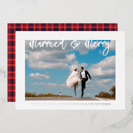 Gehuwd en liefdeshuwelijk Mr & Mrs First Kerstmis Folie Uitnodiging