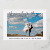 Gehuwd en liefdeshuwelijk Mr & Mrs First Kerstmis Folie Uitnodiging (Voorkant)