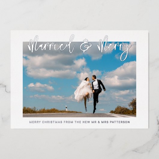 Gehuwd en liefdeshuwelijk Mr & Mrs First Kerstmis Folie Uitnodiging (Voorkant)