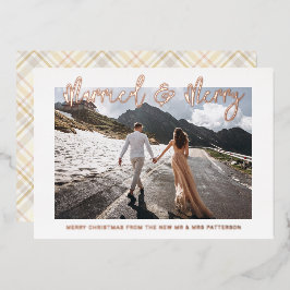 Gehuwd en liefdeshuwelijk Mr & Mrs First Kerstmis Folie Uitnodiging