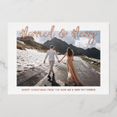 Gehuwd en liefdeshuwelijk Mr & Mrs First Kerstmis Folie Uitnodiging (Voorkant)