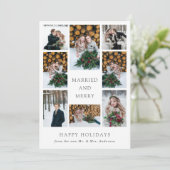 Gehuwd en Merry | Eerste Kerstdag met meerdere fot Feestdagenkaart (Staand voorkant)