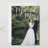 Gehuwd en Merry Elegant Weddenschap Foto Kerstmis Feestdagenkaart (Voorkant)