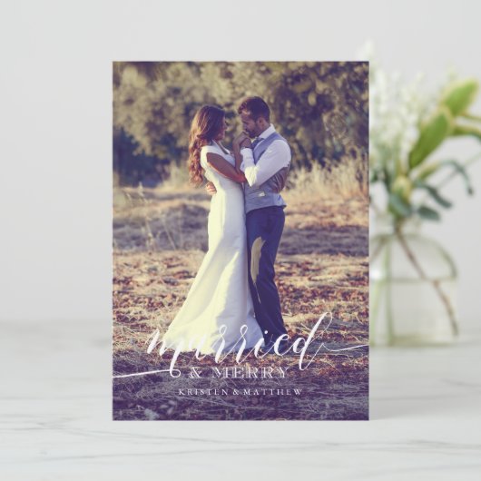 Gehuwd en Merry Feestdagenkaart (Staand voorkant)