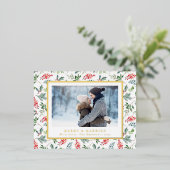 Gehuwd en Merry Folie Feestdagen Briefkaart (Staand Voorkant)