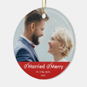 Gehuwd en Merry | Foto van Witty Holiday Keramisch Ornament (Links)