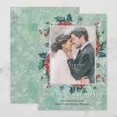 Gehuwd en Merry Holiday Greenery Feestdagenkaart (Voorkant / Achterkant)