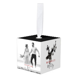 Gehuwd en Merry Modern Black White hert 2 foto's Decoratie