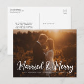 Gehuwd en Merry Modern foto kerstmis Briefkaart (Voorkant / Achterkant)