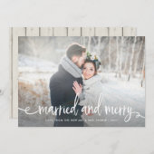 Gehuwd en Merry | Moderne kerstfoto in Rustic Feestdagenkaart (Voorkant / Achterkant)