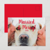 Gehuwd en Merry Red, datum aangepaste foto Kerstmi Briefkaart (Voorkant / Achterkant)