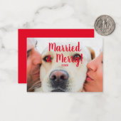 Gehuwd en Merry Red, datum aangepaste foto Kerstmi Notitiekaartje (Voorkant / Achterkant in situ)