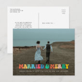 Gehuwd en Merry Retro 60s Hippie Fun Kerstmis Briefkaart (Voorkant / Achterkant)