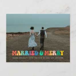 Gehuwd en Merry Retro 60s Hippie Fun Kerstmis Briefkaart