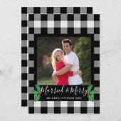 Gehuwd en Merry Rustic White Buffalo Check Photo Feestdagenkaart (Voorkant / Achterkant)