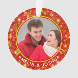Gehuwd en Merry Snowflakes Foto eerste kerstmis Ornament