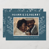 Gehuwd en Merry Whimsical Scandinavian Greenery Feestdagenkaart (Voorkant / Achterkant)