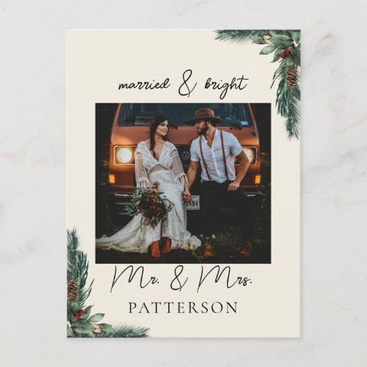 Gehuwd en met Bright Kundenspezië Foto Holiday Feestdagenkaart (Voorkant)