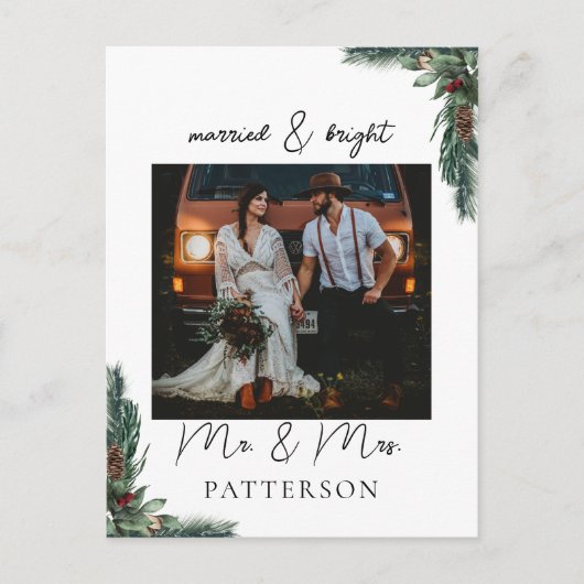 Gehuwd en met Bright Kundenspezië Foto Holiday Feestdagenkaart (Voorkant)