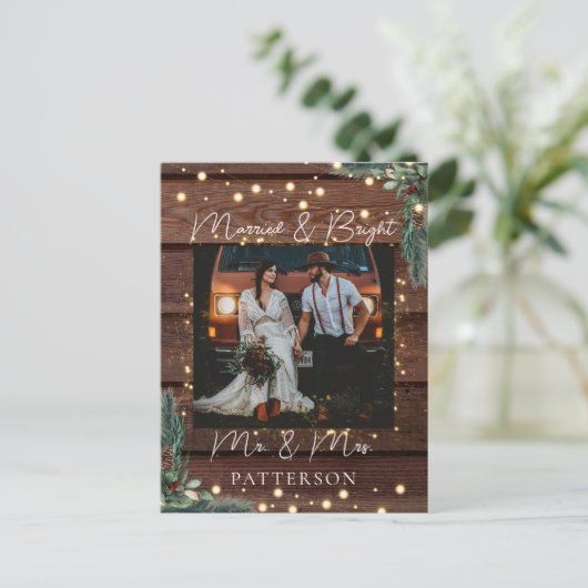 Gehuwd en met Bright Kundenspezië Foto Holiday Feestdagenkaart (Staand voorkant)