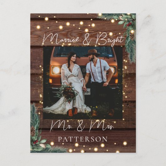 Gehuwd en met Bright Kundenspezië Foto Holiday Feestdagenkaart (Voorkant)