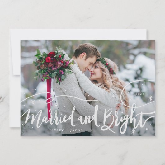 Gehuwd en met handschrift geschreven bruiloften feestdagenkaart (Voorkant)