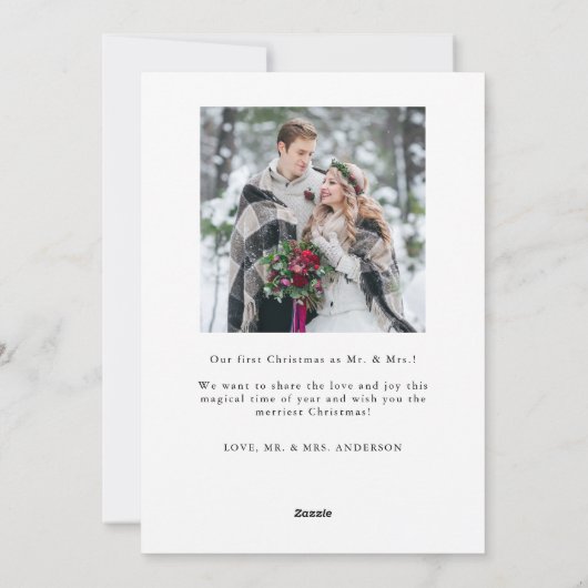 Gehuwd en met handschrift geschreven bruiloften feestdagenkaart (Achterkant)