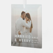 Gehuwd en pretfoto's, namen en kerstdagen glas ornament (Voorkant links)