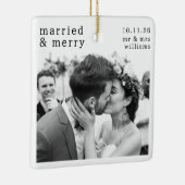 Gehuwd en pretfoto's, namen en kerstdagen keramisch ornament (Rechts)