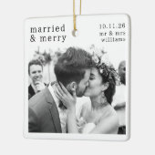 Gehuwd en pretfoto's, namen en kerstdagen keramisch ornament (Links)