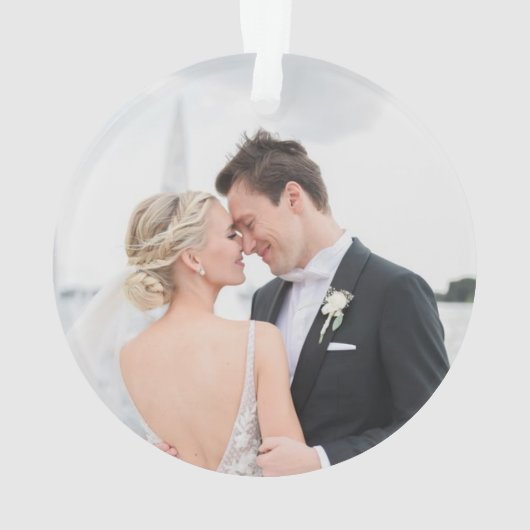 Gehuwd en pretfoto's, namen en kerstdagen ornament (achterkant)