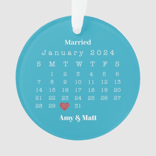 Gehuwd en pretfoto's, namen en kerstdagen ornament (voorkant)