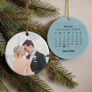 Gehuwd en pretfoto's, namen en kerstdagen ornament