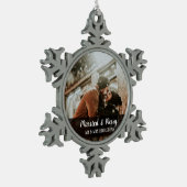 Gehuwd en pretkerst | Weddenfoto Tin Sneeuwvlok Ornament (Links)