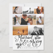 Gehuwd en prettig, multi-foto kerstcollage feestdagenkaart (Voorkant)