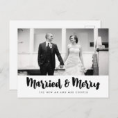 Gehuwd en pretvrije kerstfoto briefkaart (Voorkant / Achterkant)