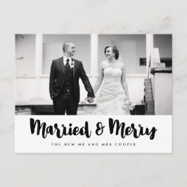 Gehuwd en pretvrije kerstfoto briefkaart