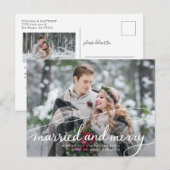 Gehuwd en samengevoegd 2 Foto Zirly Manuscript Feestdagenkaart (Voorkant / Achterkant)