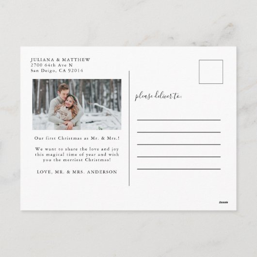 Gehuwd en samengevoegd 2 Foto Zirly Manuscript Feestdagenkaart (Achterkant)