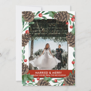 Gehuwd en smederij   Foto Waterverf Pine Cones Feestdagenkaart