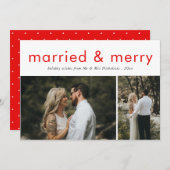 Gehuwd en vriendelijk modern Elegant rood script f Feestdagenkaart (Voorkant / Achterkant)