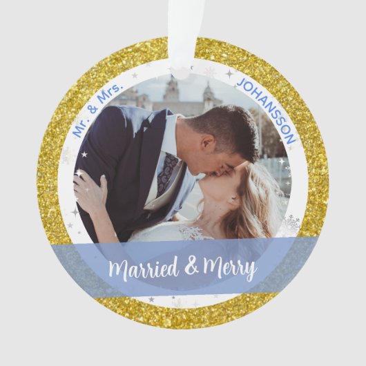 Gehuwd en vrolijk 1ste Kerstmis als de heer en mev Ornament (voorkant)