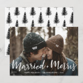 Gehuwd en vrolijk | Eerste kerstfoto Feestdagenkaart (Voorkant / Achterkant)
